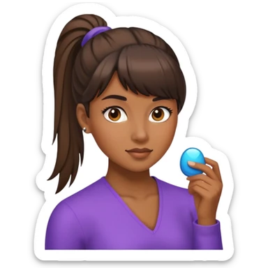 Bang ponytail brown skin  sticker