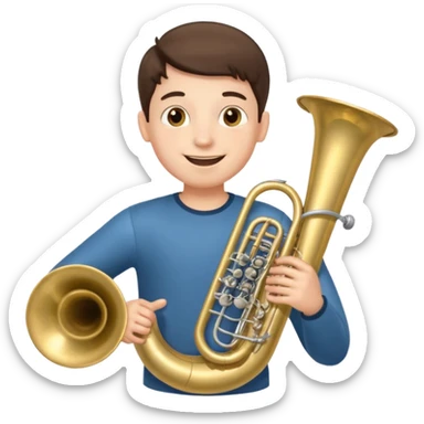 Boy with 7 arms playing tuba sticker