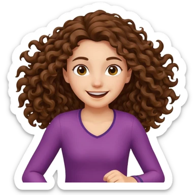 curly brown hair long girl running sticker