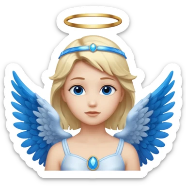anime style angel with a blue halo and blue wings sticker