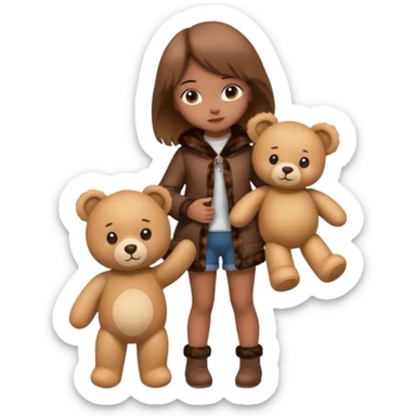 a full body of girl kid wearing fur clothing, playing teddy bear



















 sticker