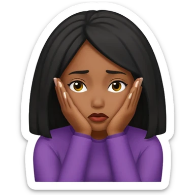 Black woman ashamed hiding  sticker