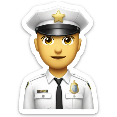 A WHITE Police man bald with cap with Big ANGEL WINGS sticker