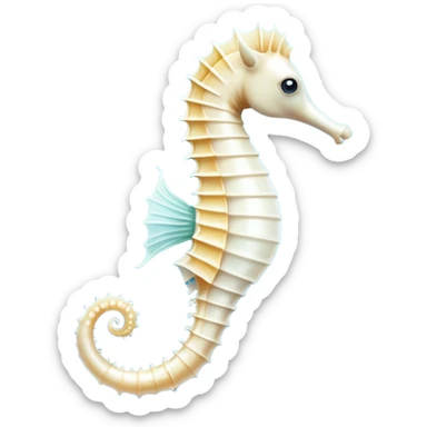 A white seahorse with delicate fins, elegant and graceful sticker
