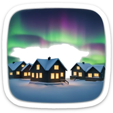 Northern Lights over houses sticker