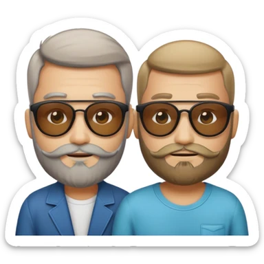 Van u make 2 cool emojis with shades side by side, both have faded hair, one of them should also have faded beard. Beneath the faded beared emoji should have the initials WQ and the other PJ sticker