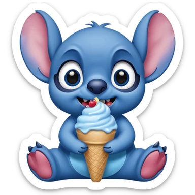 ￼ Stitch eating ice cream ￼ sticker