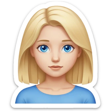 Girl with shoulder length blonde hair and blue eyes sticker