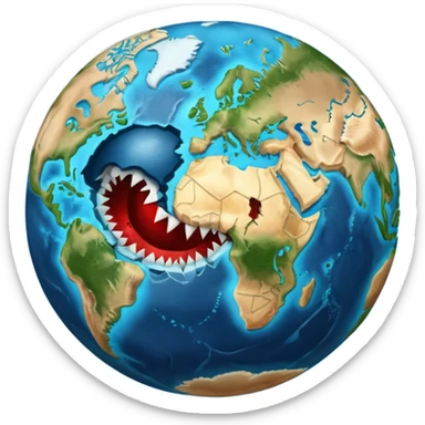planet earth with a bite taken out sticker