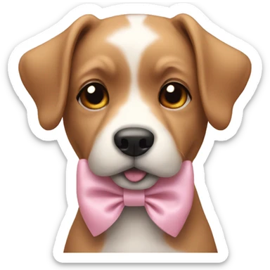 dog with a light pink bow sticker