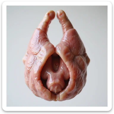 Pig thyroid gland, anatomical view, isolated on white background, hyperrealistic 4K, front view, clear anatomical details sticker