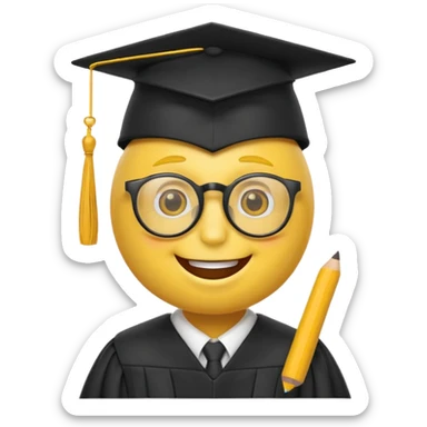 Желтый смайлик с очками и шляпой выпускника универа  sticker