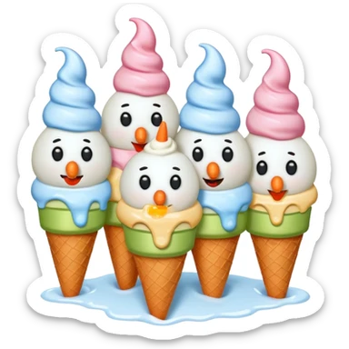 snowmen with  ice cream sticker