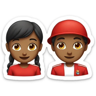 Girl and boy wearing red uniforms  sticker