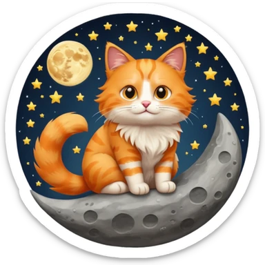 Un chat dans la lune sticker