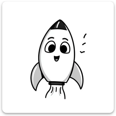 A hand-drawn rocket with large cute anime-style eyes sticker