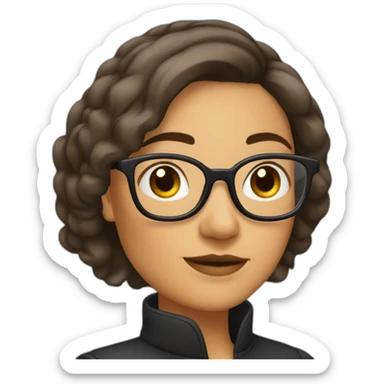 Femme brune coupe au carré court, avec lunettes carré sticker