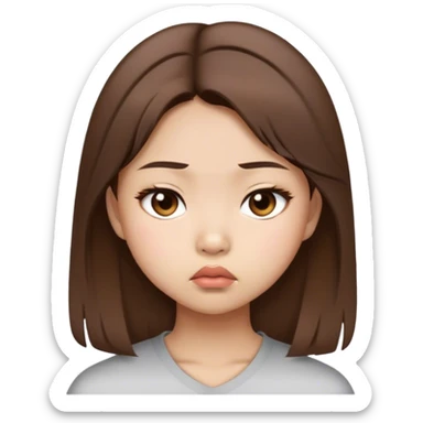 Fille asiatique brune qui boude sticker