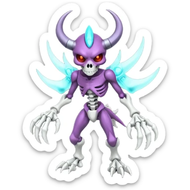 Shiny Horned Badass Edgy Dark Evil Spectral Dusky Spooky Skeletal Cool Hot Stylish Handsome Duskull-Darkrai-Genesect-Fakémon-fusion (full body) sticker