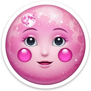 Pink sparkly moon sticker