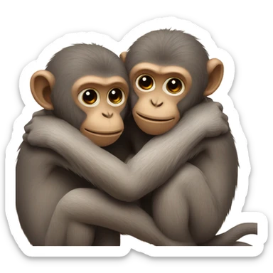 Two little monkeys hugging each other sticker