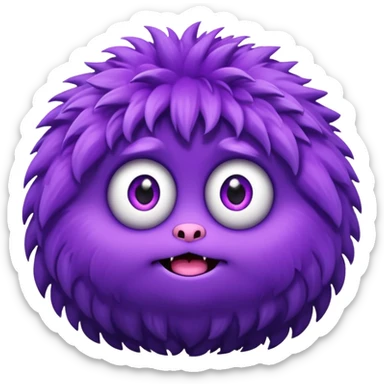 A round fluffy monster with big sparkling eyes sticker
