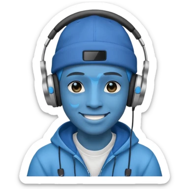 Avatar rapper with headphones blue character  sticker