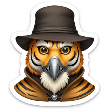 Tiger plague doctor with mask and hat sticker