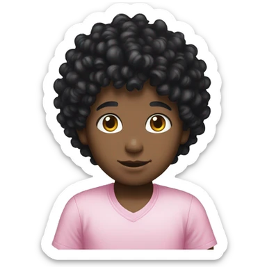 Black curly hair boy hello kitty sticker