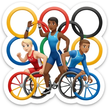 paralympic games with disable athletes with the olypic rings sticker