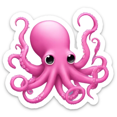 Pink octopus and pink crocodile together  sticker