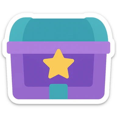 purple and teal rewards chest icon sticker