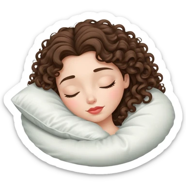sleeping beauty brunette white and curly girl with a silk pillow sticker