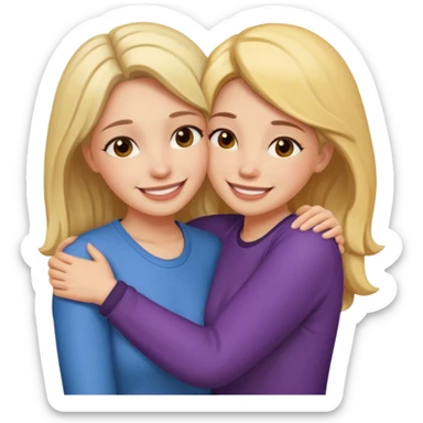 Two females hugging for comfort sticker