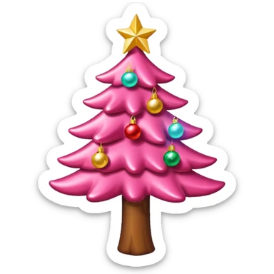 Crea un arbol de navidad en color rosa que parezca de caramelo Agrega luces navideñas has que la estrella  de arriba brille sticker