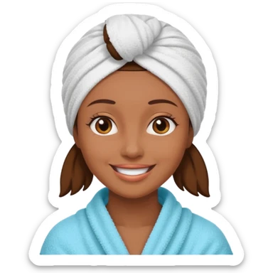 Mujer morena con una toalla en la cabeza  sticker