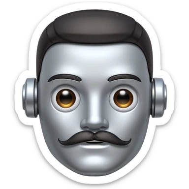 robot with dark hair with mustache more metalic sticker