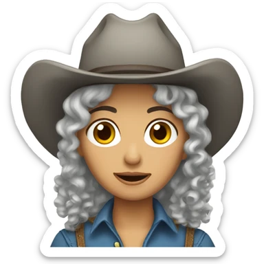 Curly grey hair cowgirl sticker
