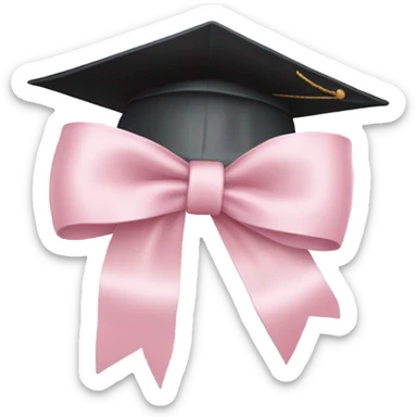 College degree hat with a light pink bow sticker