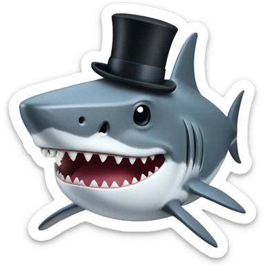 Shark with a top hat sticker