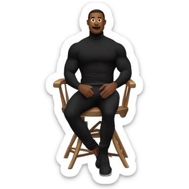 muscle fit black turtleneck shirt sitting in chair sticker