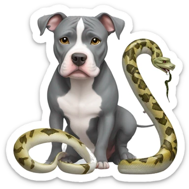 grey and white pitbull with snake sticker