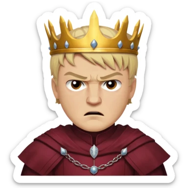 Joffrey Baratheon angry  from Games of throne character face only younger sticker