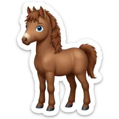 a standing foal horse with big blue eyes sticker