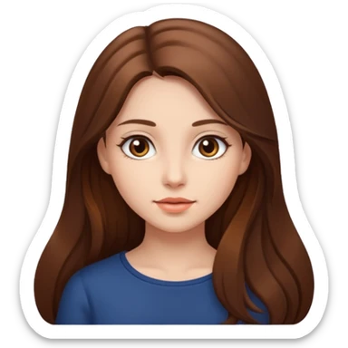 beautiful girl with long and brown hair and brown eyes sticker