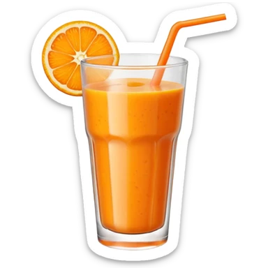 orange smoothie emoji glass cup with orange smoothie, slice of orange on rim, vivid textures sticker