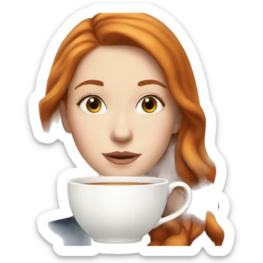 White Redhead Girl sipping tea sticker