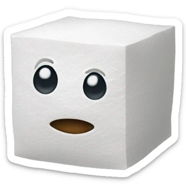 sugar cube on a tissue sticker