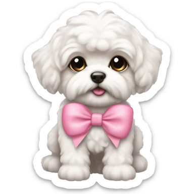 schichon puppy pink bow sticker