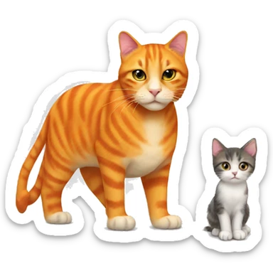Big orange cat AND small tricolour kitty sticker